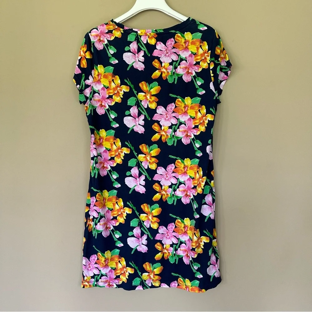 SOLD Lauren Ralph Lauren Tropical Floral Sleep Dress Women L Embroidered Night G - Picture 5 of 6